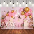 thumbnail image 3 of Girl 1st Birthday Backdrop Pink Balloons Gold Butterfly Sweet One Children Birthday Party Decoration Floral Photography(7X5FT), 3 of 4