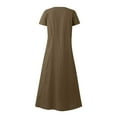 thumbnail image 5 of Fartey Women's Summer Cotton Linen Long Dresse Loose Flowy Short Sleeve Swing Dresses Lightweight Breathable Crew Neck Sundress Beach Vacation Maxi Dresses with Pockets Khaki S-3XL, 5 of 6