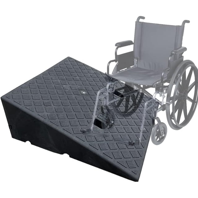 Threshold Wheelchair Ramp, Rubber Curb Ramp, Portable Heavy Duty Loading Ramp, Non-Slip Surface Kerb Ramp, 7"/ 7.5" Rise High (Color : Black, Size : 7in/18cm)