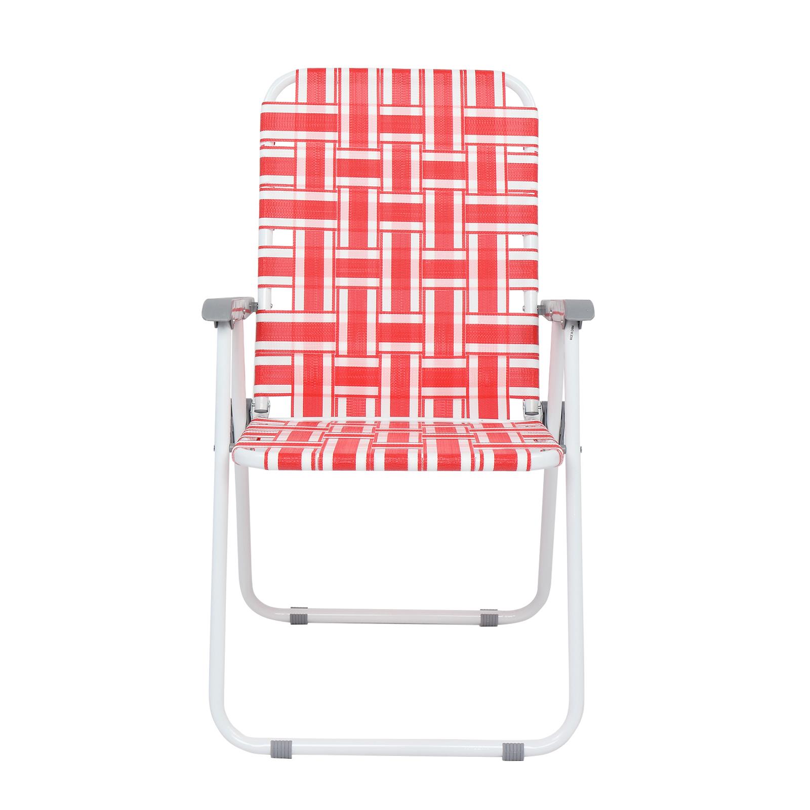 SamyoHome 2 Pack Lawn Chair Set Patio Folding Web Outdoor Portable Camping Chair(Red & White) - image 3 of 6