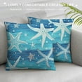 thumbnail image 3 of Creowell Starfish Pillow Case Cover,Coastal Sea Creature Soft Cushion Cover Reversible Print,Farmhouse Blue Wooden Stripes Decorative Throw Pillow Cover ,Multi-Size, 3 of 5