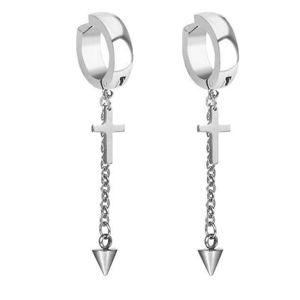 2pcs Pendientes de cruz colgantes Hombre Mujer Pendientes no Hugo Pendientes largos cruzados