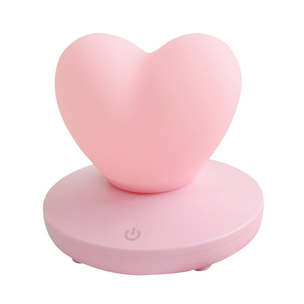 BRIGHTFUFU Luz de noche Luz de cabecera en forma de corazón Creativa recargable para habitación de niños Dormitorio (Rosa)