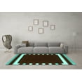 thumbnail image 3 of Ahgly Company Indoor Round Abstract Turquoise Blue Contemporary Area Rugs, 3' Round, 3 of 4