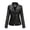 Black, variant on IROINNID Women's Faux Leather Jacket Long Sleeve Solid Color Stand Collar V-Neck Outwear, Casual Winter Thickened Plush Cotton Plush Collar Jacket Cotton Jacket Warm Plush Jacket