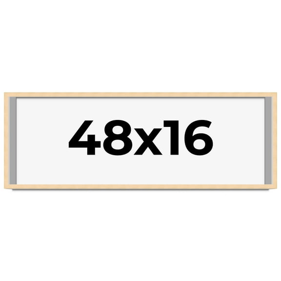 48x16 Frame Natural Wood Picture Frame | 0.75 Inch Moulding Width | with UV Acrylic Plexiglass,