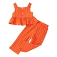 thumbnail image 1 of FAOWME Summer Style Sleeveless Tank Tops & Soft Pants Outfits 2PCS Set Solid Color Casual Outfits Orange 2-3 Years, 1 of 6