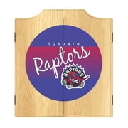 Toronto Raptors Hardwood Classics Dart Board Cabinet Set with 6 Steel Tip Darts