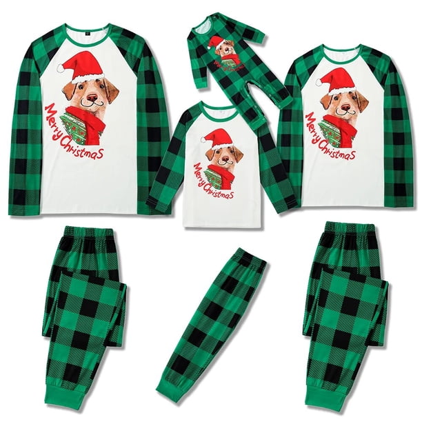 Merry Christmas 2023 Family Matching Pajamas Set Cartoon Print Adults Kids 2 Pieces Suit Sleepwear Baby Romper Xmas Family Look