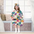 thumbnail image 7 of FORMRS Wearable Blanket Hoodie with Sleeves for Kids Cozy Flannel Sweatshirt, Green Geometric, 7 of 7