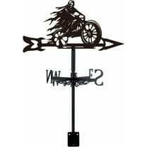 Death God Motorcycle Weather Vane Metal Wind Direction Indicator Measuring Instrument Roof Decorative Wind Direction Vanes for Outdoor Garden Farm Backyard Gazebo Barn Art Decoration Black
