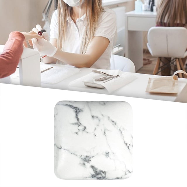 Reposabrazos para uñas para codos y manos, suave, fácil de limpiar, almohadilla de codo de cuero de microfibra antideslizante para salones de manicura patrón de mármol