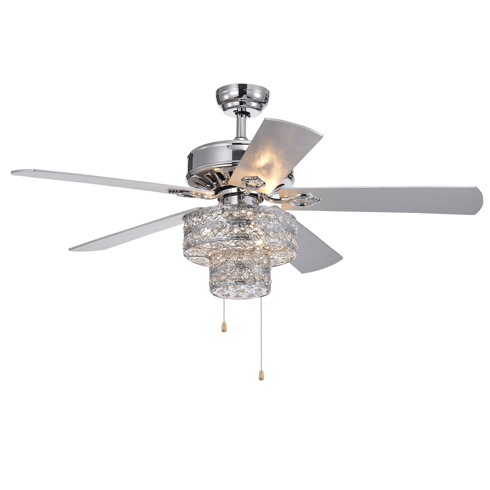 Warehouse of Tiffany Empire 5-Blade Silver Chandelier Ceiling Fan 52-inch