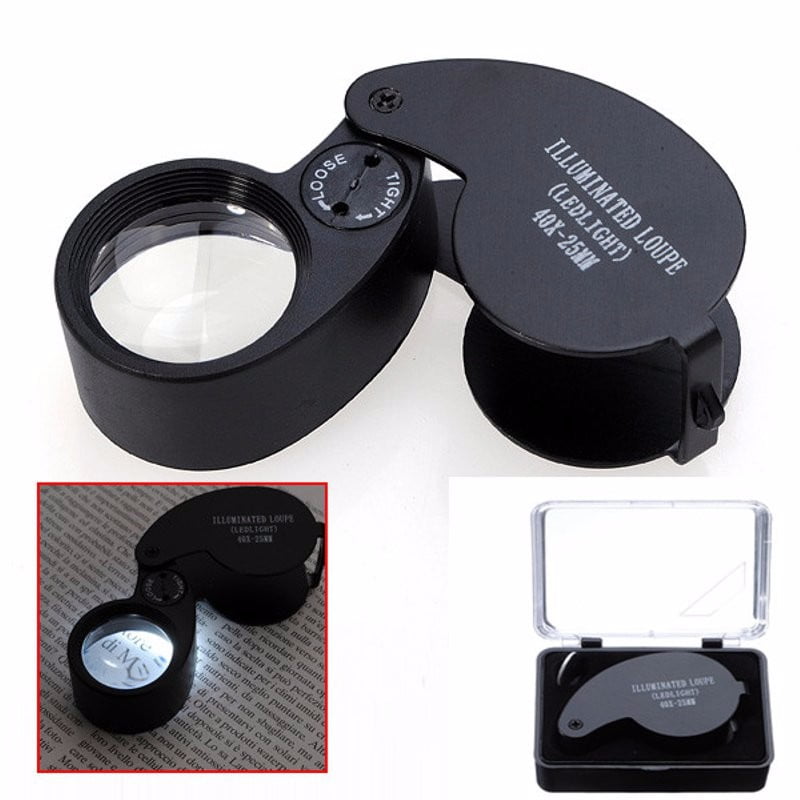 Details about    40X Magnifier Eye Loup with LED for Jewelry Gemstone Examination GF8045C 