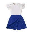 thumbnail image 2 of NAISIBABY Girls 2-Piece Sets, Crew Neck Short Sleeve Ruffled Tops Fashion Skirts Summer Fashion Outfits Blue 9-10T, 2 of 9
