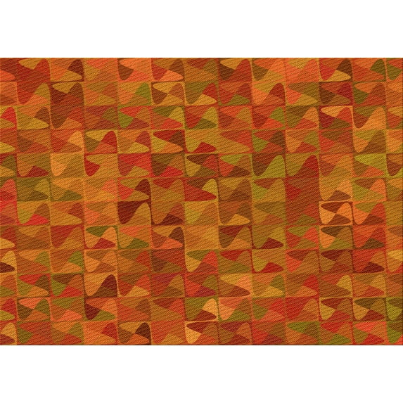 Ahgly Company Machine Washable Indoor Rectangle Transitional Neon Orange Area Rugs, 6' x 9'