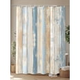 thumbnail image 4 of Boanket Polyester Fabric Blue Beige Wooden Shower Curtain, Vintage Farmhouse Modern Wood Waterproof Bathtub Curtain Bathroom Decor Set with Hooks 66 x 72 Inches,, 4 of 6