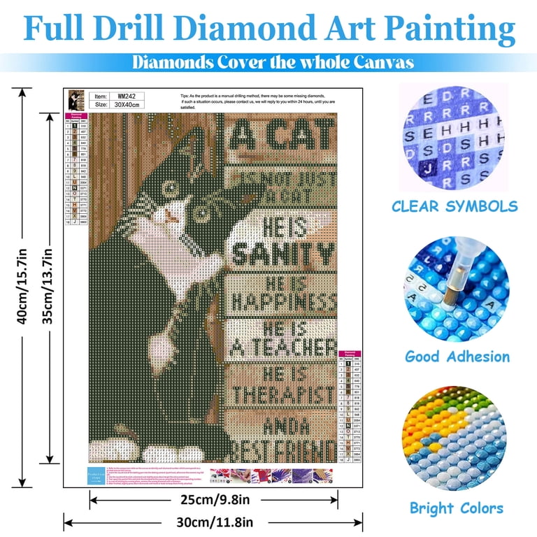 BYGFHLYW Diamond Painting Kit, Tuxedo Cat Quote photo 3