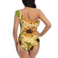 thumbnail image 5 of Sikiie Sunflowers Print Women One Piece Swimsuits Tummy Control One Shoulder Bathing Suits Ruffle Swimwear, From S to XXL-Large, 5 of 6