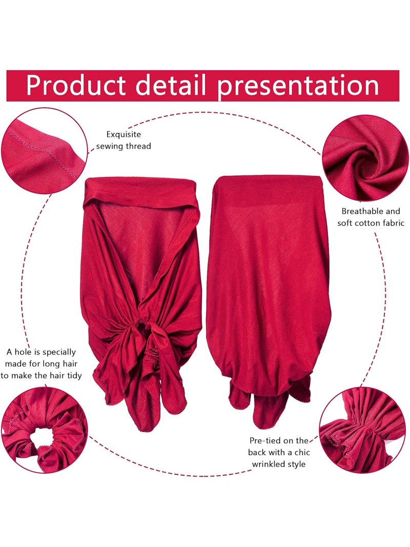 4-Pack Modal Cotton Slip-On Pre-Tied Head Scarves, Adjustable Beanie Caps 4 Pieces Slip-On Pre-Tied Head Scarves Women Headwear Turban  main image 2