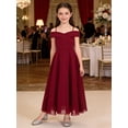 thumbnail image 7 of Hansber Off Shoulder Flower Girl Dress Junior Bridesmaid Wedding Evening Pageant Birthday Party Prom Gown Burgundy 8, 7 of 7