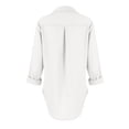 thumbnail image 4 of Womens Tops Ladies Fashion Lapel Button Solid Color Chiffon Open Collar Long Sleeve Shirt Womens Summer Tops oversized tshirts for women blouses for women dressy casual White Chiffon L, 4 of 5