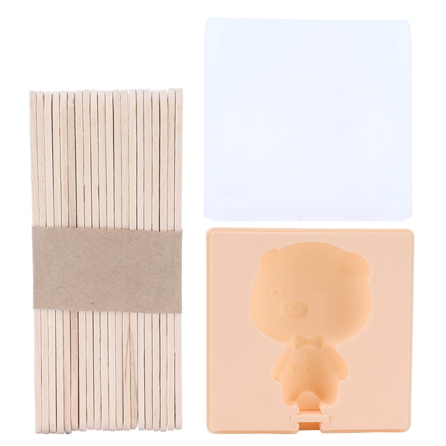 Molde de silicona para helado DIY Ice Bar Maker Bandeja para helado para niños Soporte con palitos OrangePig