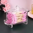 thumbnail image 4 of Dispensador de soporte para baño, pequeño hisopo de algodón acrílico transparente, organizador a prueba de polvo para palillos de dientes con tapa, 4 of 5