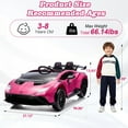 thumbnail image 7 of Lamborghini 24V Kids Electric Car, Licensed Huracan Sto Battery Powered Ride On Car with 4 Wheels Spring Suspension for Age 3-8, Remote Control Ride On Toys Speeds 1.86-5.59 MPH, LED Lights, Pink, 7 of 7