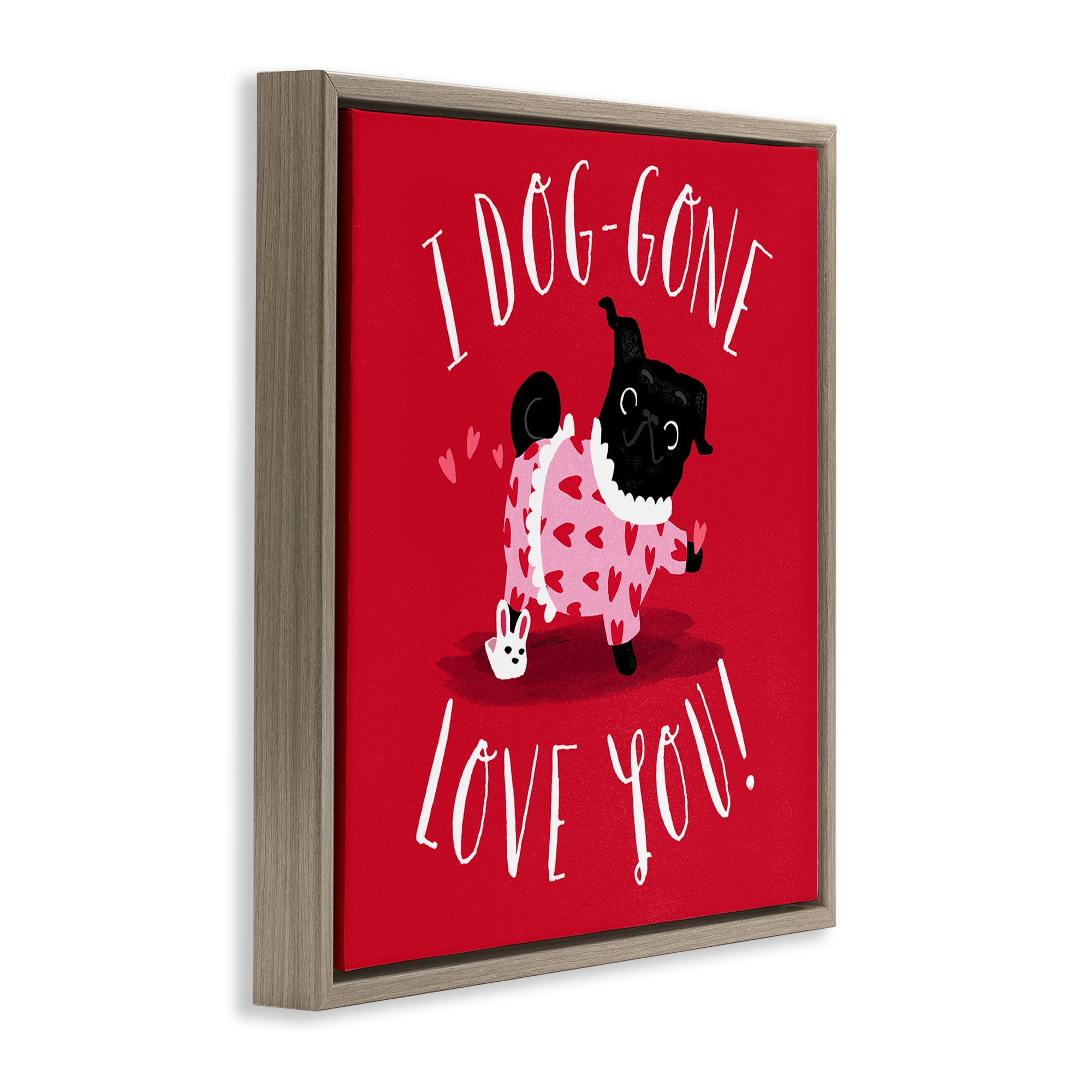 Stupell Industries Dog-Gone Love You Animals Painting Brown Floater Framed Canvas Art Print Wall Art, 25 x 25