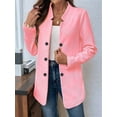 thumbnail image 4 of Blazer de Mujer con Cuello Alto, Informal, de Larga, Cruzado, Elegante, para Oficina y Negocios Rosa L, 4 of 9