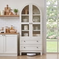 thumbnail image 7 of Aitjunz 71" Tall Arched Storage Cabinet with Glass Doors & 2 Drawers, Farmhouse Wood Pantry Cabinet w/ Adjustable Shelves for Bathroom, Kitchen & Living Room, White, 7 of 7