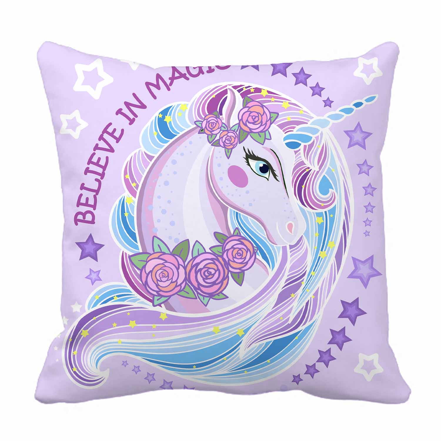 PKQWTM I Believe In Magic A Beautiful Unicorn With Roses Bed Decor