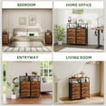 thumbnail image 4 of Eunos Tall Nightstand with Charging Station and LED for Bedroom, 4 Drawer with Storage Shelfs, Wood Grain Print, 4 of 8