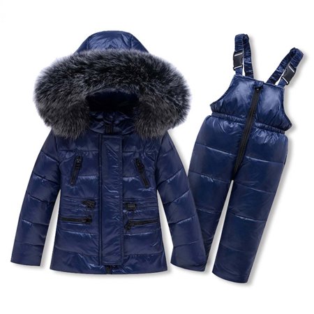 

New Year s Deals!Baby Boys Girls Winter Down Coats Snowsuit Outerwear 2Pcs Clothes Hooded Jacket Snow Windproof Ski Bib Pants Outfits Set on Clearance