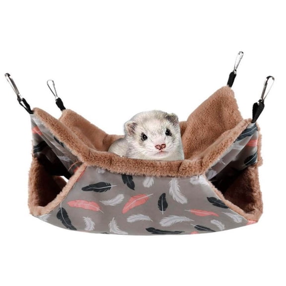 Zoowhale Double Layer Hammock Sleeping Bag Small Animal Pet Hamster Rat Ferret Guinea Pig Rabbit Plush Hanging Hammock Bunk Bed Play Spaces Supplies