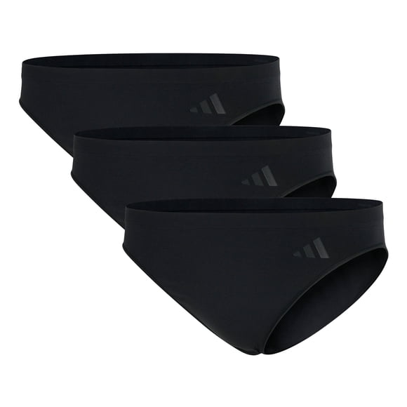 adidas women briefs, 3-pack - Sport Active Seamless, low rise bikini, underwear, logo, solid colour Black L (Large)