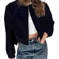 thumbnail image 1 of Chaqueta Informal de Larga con Cuello Redondo y Botones para Mujer, Color Liso. Negro L, 1 of 6