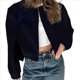 thumbnail image 1 of Chaqueta Informal de Larga con Cuello Redondo y Botones para Mujer, Color Liso. Negro XL, 1 of 6