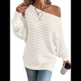 thumbnail image 3 of Suéteres de Otoño para Mujer, Hombros Descubiertos, Mangas Murciélago, Tops de Punto Texturizados, Suéter Extragrande de un Solo Hombro. Benbai XL, 3 of 8
