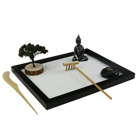 

Fusipu Tranquility Sandbox Zen Buddha Ornament Set Miniature Sand Tray with Rakes Stones for Meditation Mindfulness Decor Stress Relief Chinese for Home