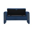 thumbnail image 5 of Modern Teddy Bed End Bench with Arms & Storage, Navy Blue, Upholstered Large Foot Rest Stool, Comfy Window Vanity Bench for Living Room, Bedroom, Dorm, Coffee Table, 5 of 7