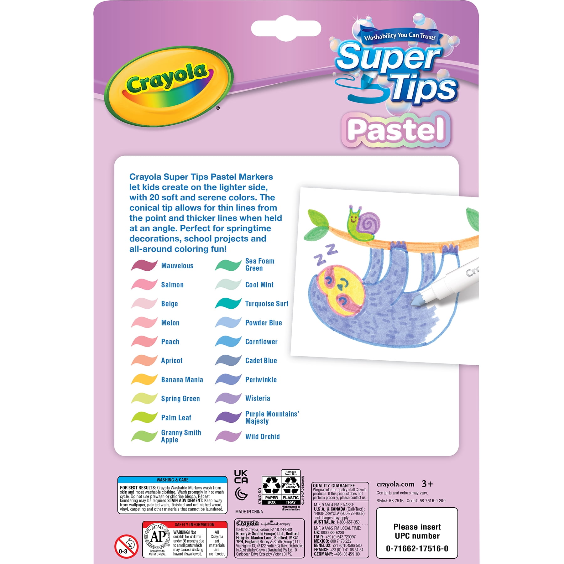 Crayola Supertip Markers, Pastel, 20 Per Pack, 6 Packs