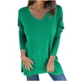 thumbnail image 1 of GigrtiJin Womens Plus Size Shirt Casual Solid Color Round Neck Blouses Long Sleeved Irregular Hem Pullover Tops, 1 of 8