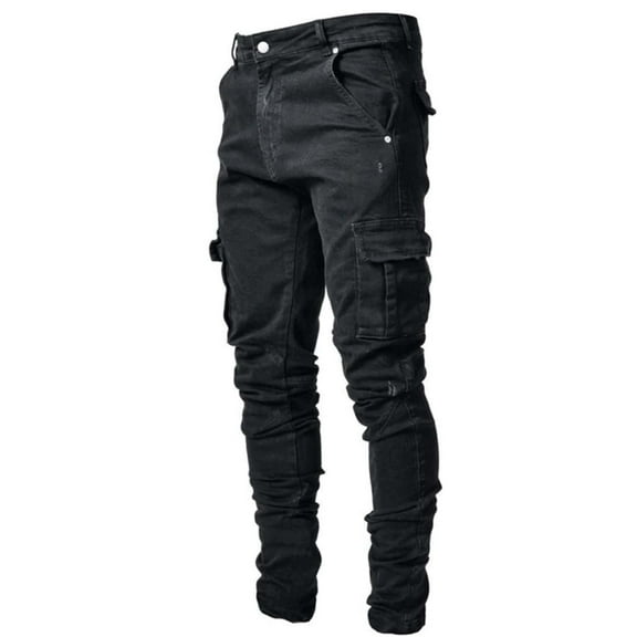 SDFGTstore Man Slim Stretch Jeans Ripped Skinnys Jeans Fashion Straight Leg Denims Jeans Pant Highs Waist Cargo Denims Pant