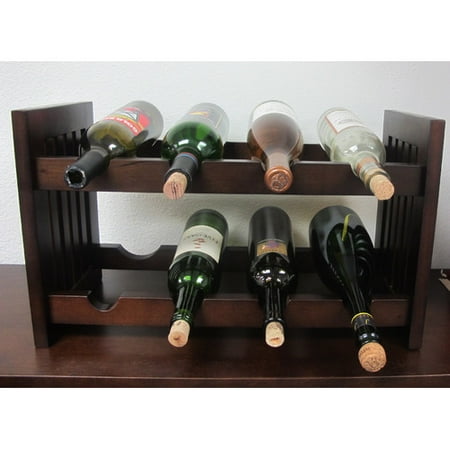 

Mahogany Handcrafted Classic Wooden Old Country 8 Bottle Tabletop Wine Rack