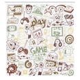 thumbnail image 2 of Ambesonne Video Games Shower Curtain, Monochrome Gaming 90s, 69"Wx70"L, Pale Caramel, 2 of 4