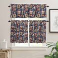 thumbnail image 2 of Christmas Kitchen Curtains and Valances Set, Deer Wreath Christmas Tree Xmas Bells Candle Blue Rod Pocket Window Valance Window Curtain Panels for Living Room Bedroom Laundry, 27.5x24in, 3 Pieces, 2 of 7