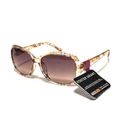 Foster Grant SUNGLASSES Clear and Brown Tan Floral Cottage Core Design
