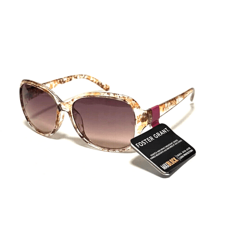 Foster Grant SUNGLASSES Clear and Brown Tan Floral Cottage Core Design